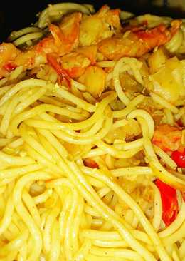 Spageti aglio olio udang mercon simple