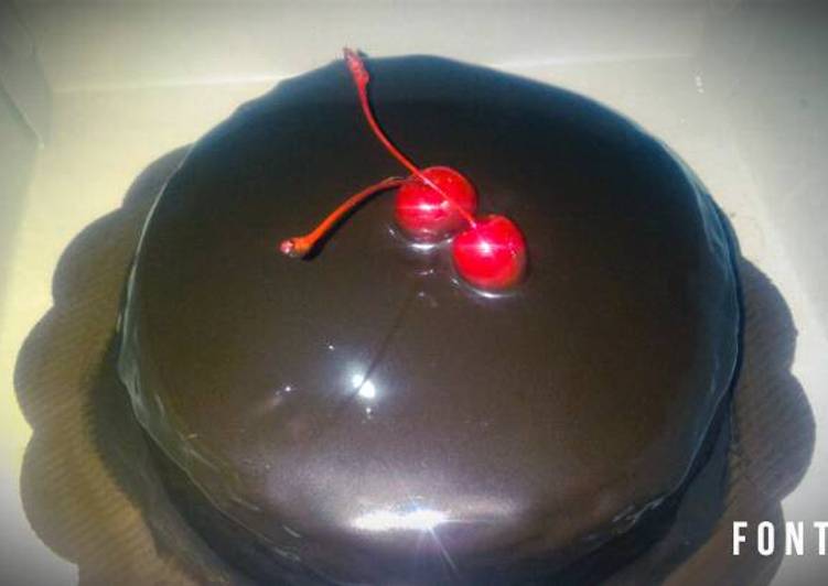 resep makanan Cake Coklat Gampang Enak with ganache