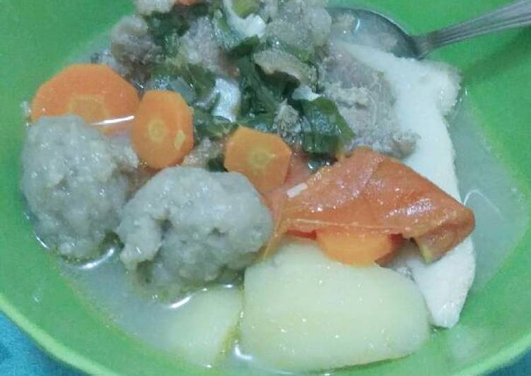 cara membuat Sup iga bakso sapi