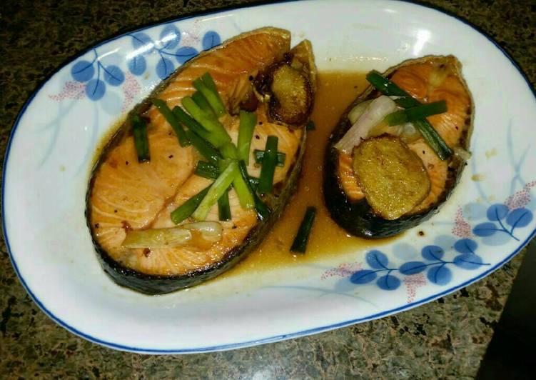 Resep Ikan salmon saus tiram Kiriman dari Ina Inoed