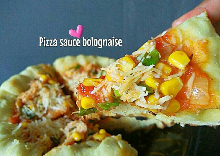 bahan dan cara membuat Pizza Sauce Bolognaise (Teflon)