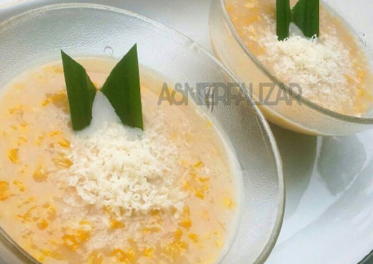 gambar untuk cara membuat Bubur jagung manis keju