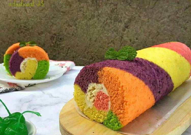 Rainbow Roll Cake (kukus)