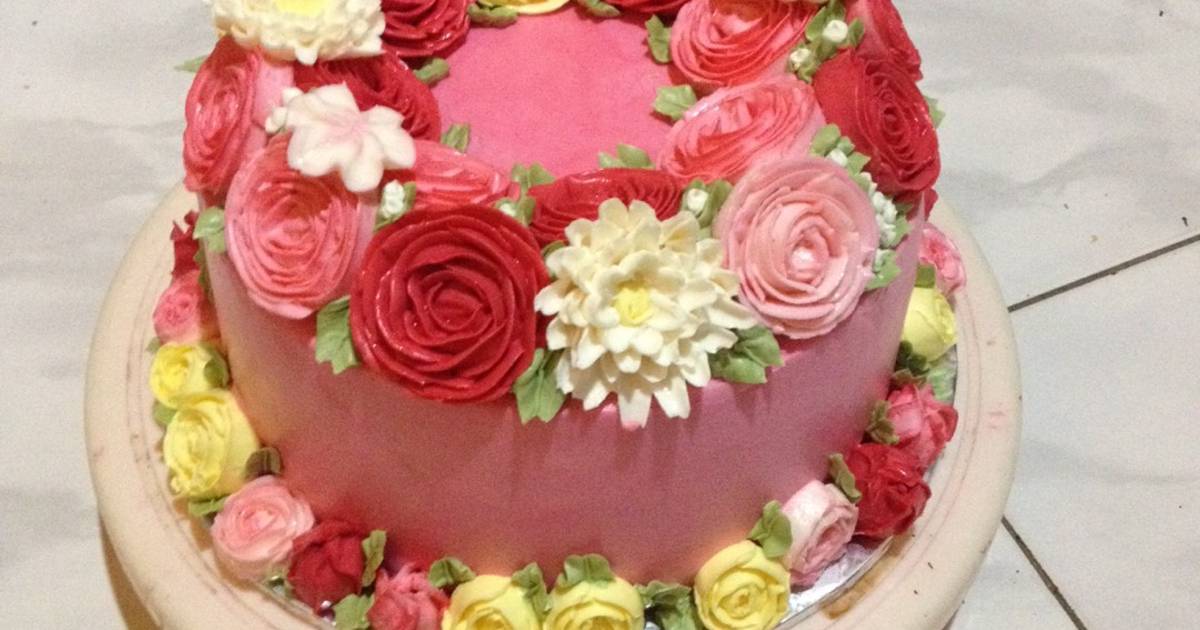 Resep Korean flower base cake lapis surabaya