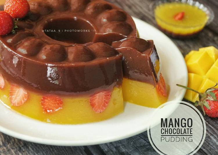 cara membuat Pudding jelly coklat mangga