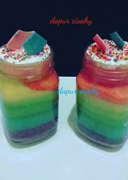 Rainbow cake in jar(kukus)