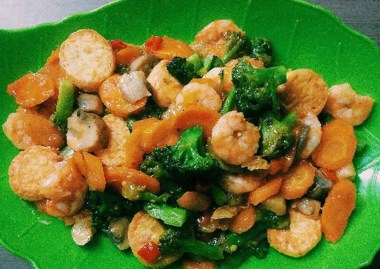 gambar untuk resep makanan Tofu Brokoli Jamur Udang Saus Tiram