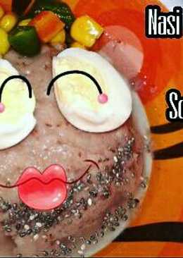 Nasi Merah Saring + sop telur puyuh