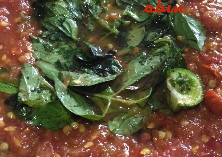 resep lengkap untuk Sambel mentah kemangi dan jeruk limo segerrrr