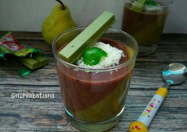 cara membuat Puding Choco-Greentea