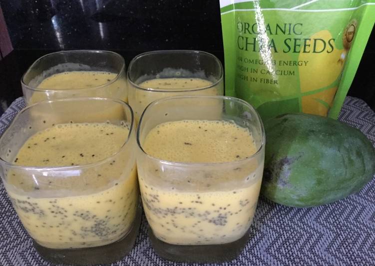 bahan dan cara membuat Mango smoothies chia seeds