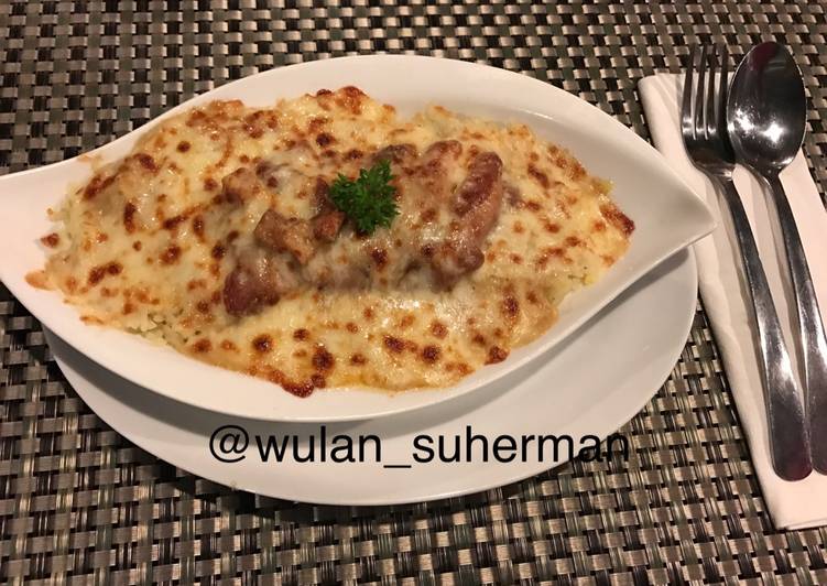resep Chicken baked rice with cheese