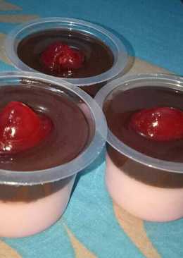 Puding Susu Stawberry-Coklat Ceri