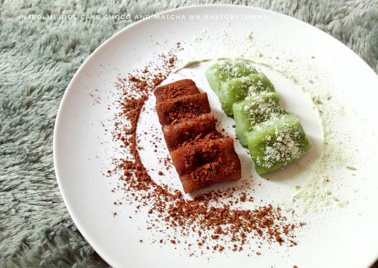 resep lengkap untuk Injeolmi rice cake choco and matcha #pr_olahantepungberas