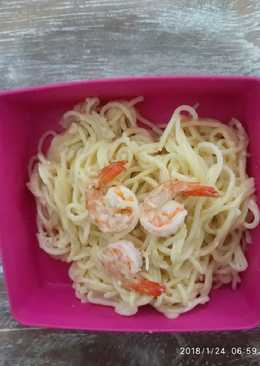 Spageti carbonara (bekal anak simple)