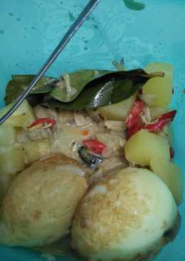 Kentang kuah santan simpel + udang halus&telur