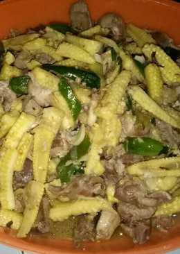 Tumis jagung muda cabe hijau with hati ayamð