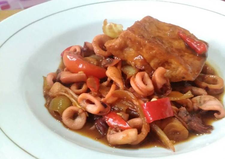 resep makanan Asam Manis Cumi-Cumi Ho Tahu