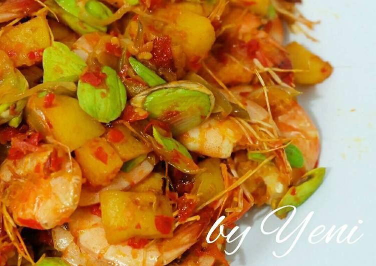 cara membuat Sambal Lado Udang Pete