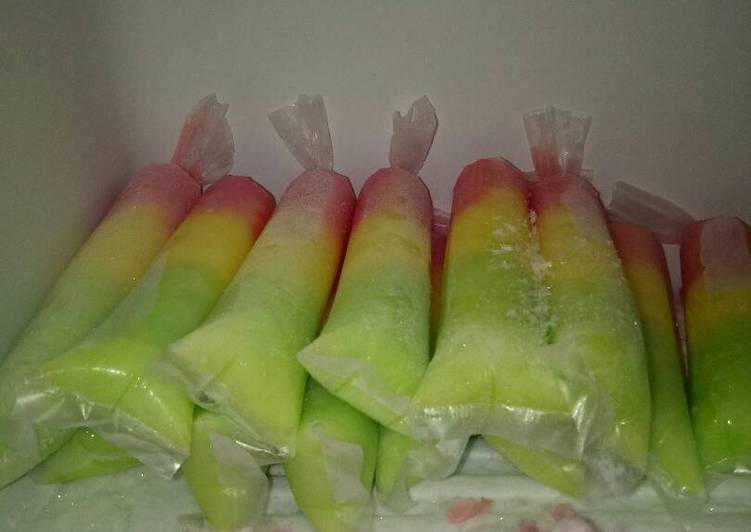 cara membuat Es mambo jelly rainbow