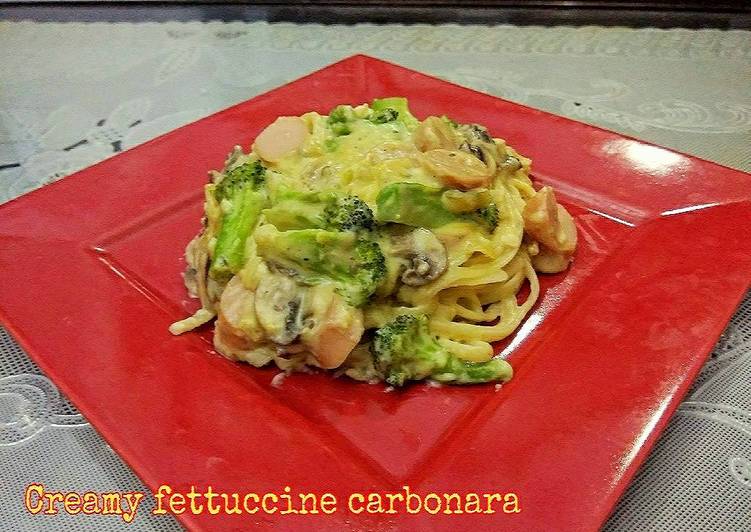 resep makanan Creamy fettuccine carbonara