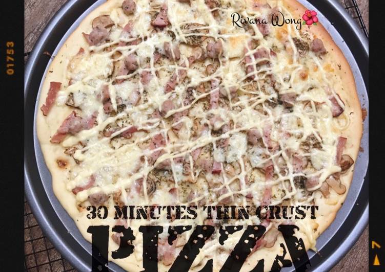 resep lengkap untuk 30 Minutes Thin Crust Pizza