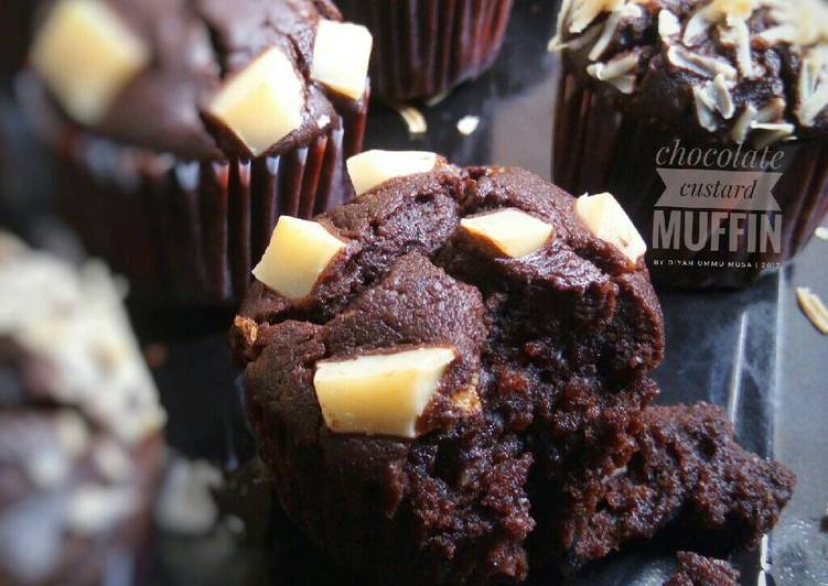 resep Chocolat Custard Muffin | Muffin Asli Nyoklat + Lembut Banget