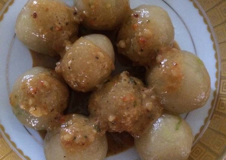 resep makanan Cilok isi daging sapi bumbu pecel