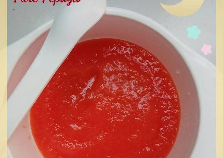 resep lengkap untuk MPASI menu tunggal 6m : Day 2 sore Puree pepaya