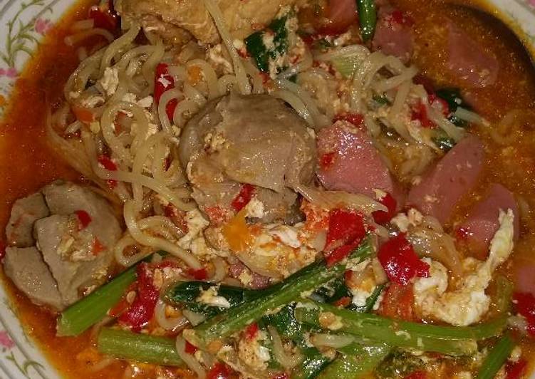 Resep Mie tek-tek indomie kari ayam special pedasss sekali