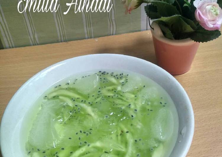 resep makanan Es selamon (selasih melon)