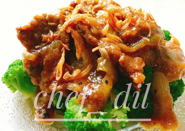 resep Cah brokoli sapi lada hitam