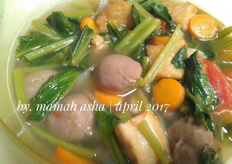 resep makanan Sayur sawi baso tahu simpel