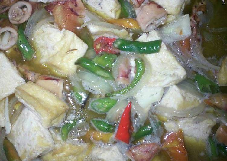 resep makanan Oseng tahu plus cumi asin puudees..