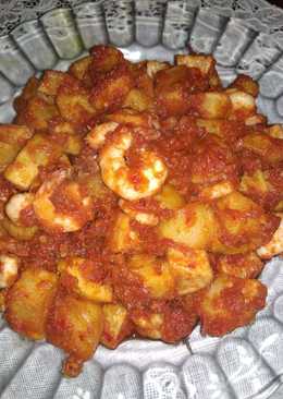 Balado kentang dan udang