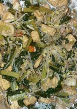 Tumis sawi cambah tahu
