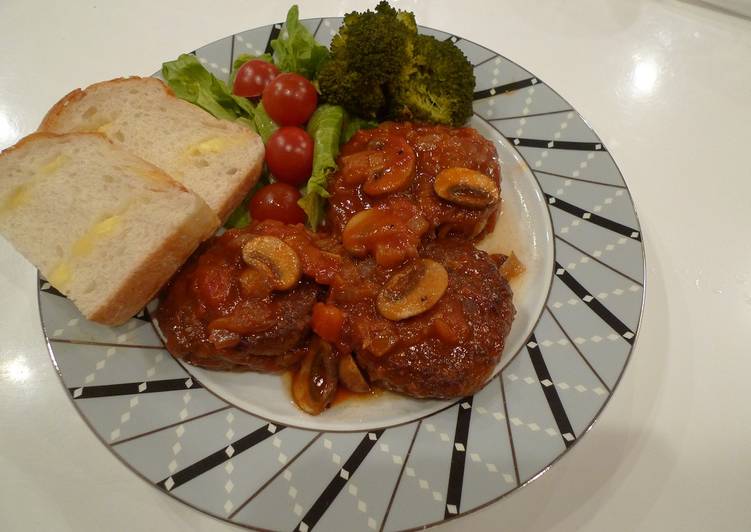 cara membuat Hamburger with tomato sauce