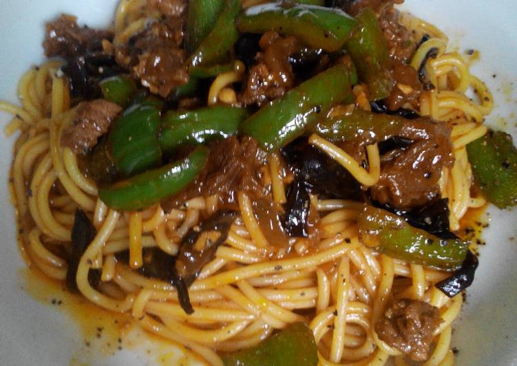 cara membuat Spaghetti Sapi Lada Hitam