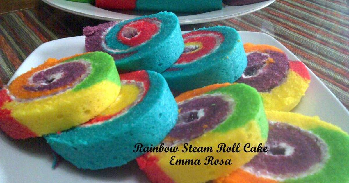 Resep Rainbow Steam Roll Cake