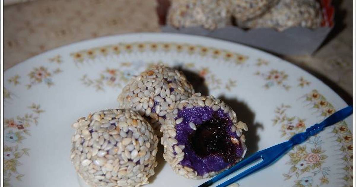 Klepon ubi  ungu  isi  coklat  4 resep Cookpad