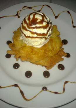 Fried Pineapple with Palm Sugar Syrup and Ice Cream