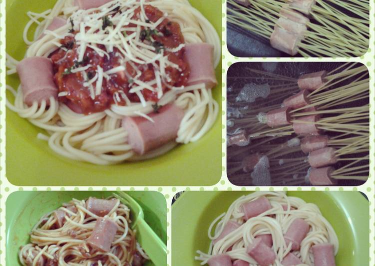 bahan dan cara membuat Spaghetti Tusuk