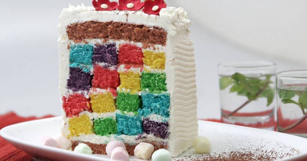 Resep Domino Rainbow Cake Resep Domino Rainbow Cake