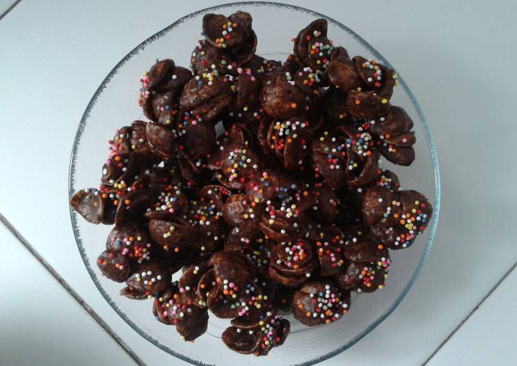 bahan dan cara membuat Choco cornflake, cantik dan praktis