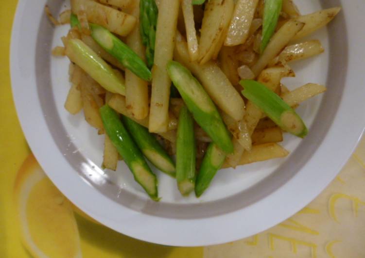 resep makanan Asparagus Kentang Tumis Butter Shoyu