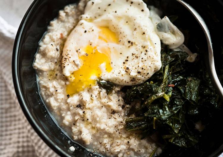 gambar untuk cara membuat Bubur Bayam Oatmeal (aka. Savory Oatmeal)