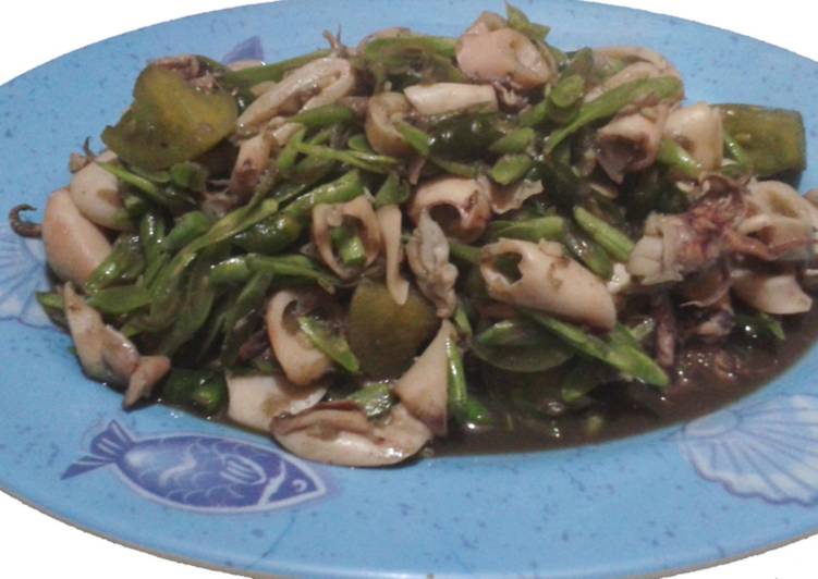 resep masakan Cumi Asin Buncis Mini