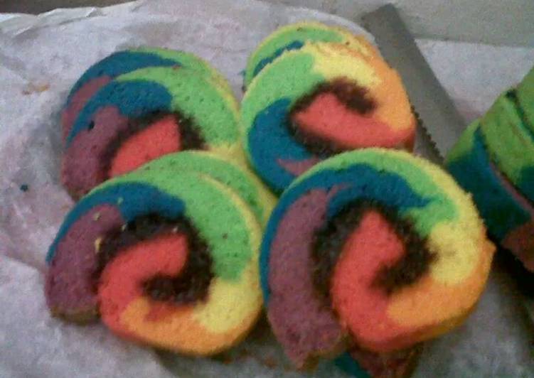 resep makanan Bolu Gulung Rainbow