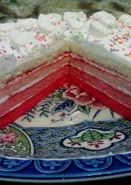 steamed strawberry ombre cake (kue stroberi gradasi kukus)