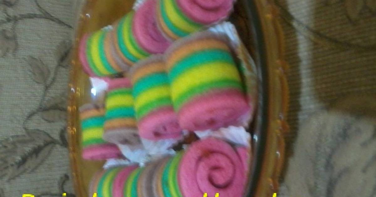 Resep mini rainbow roll cake